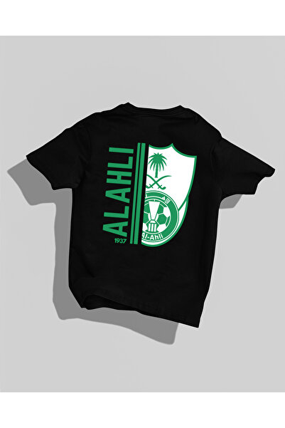 Nulivez تي شيرت AL-AHLI بتصميم خلفي مطبوع عالي الجودة للجنسين مقاس كبير