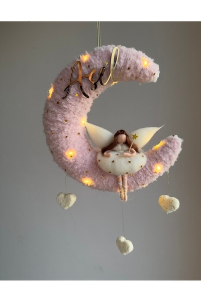 Tasarım Ay kapı süsü, bebek kapı süsü, keçe bebek kapı süsü, bebek oda aksesuar