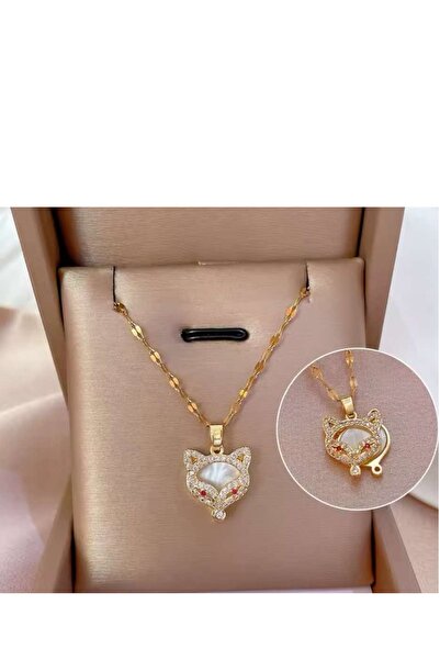 Herşey Nota Paslanmaz Çelik Tilki Model Kadın Taşlı Kolye