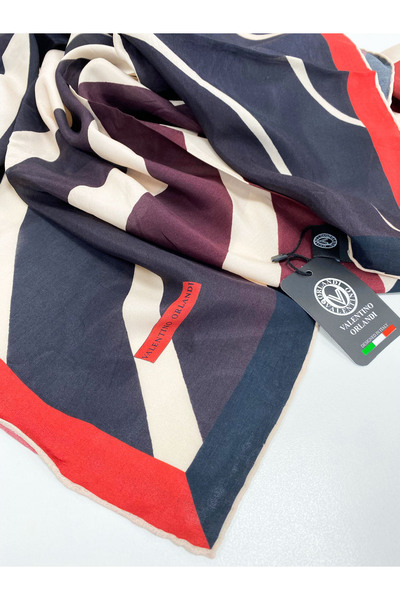 Valentino Orlandi Віскозний шарф - Монохромний лінійний візерунок - 51450-05