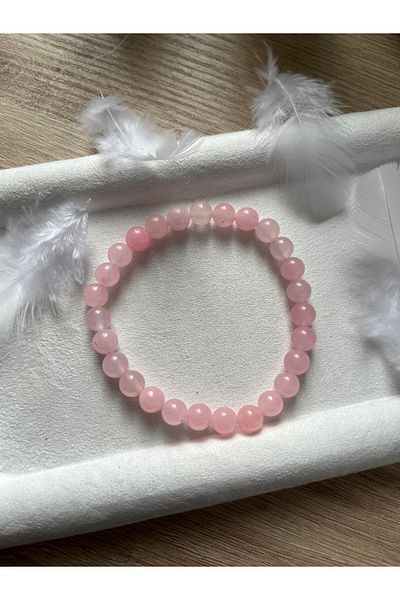Pel Design Pink Quartz - Elastic Handmade Bracelet - Natural Stone