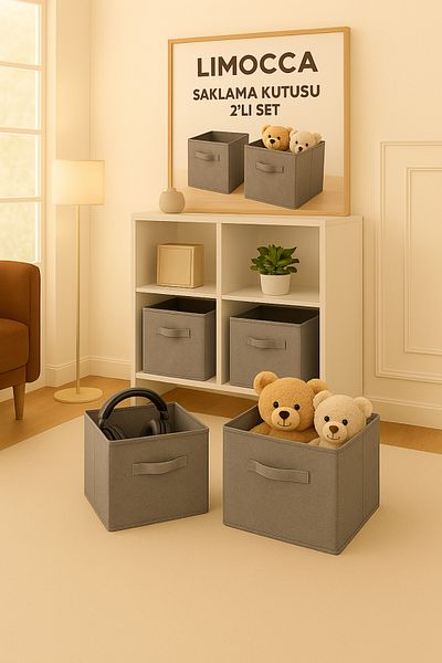 limocca home textile Folding Storage Box Set of 2 Organizer, Wardrobe Laundry, Kids Room Toy Organizer