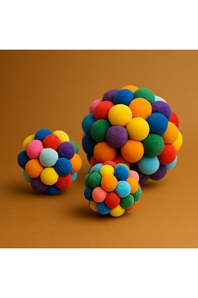 TrendBu Colorful Pompom Ball Toy Special for Stylish Cats |   Elegance and Fun Together!”
