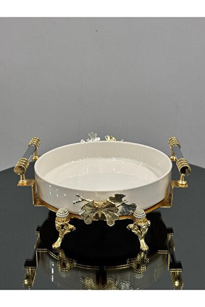 PARILTI HOME COLLECTİON Butterfly Round Oven Porcelain Presentation Plate wit...