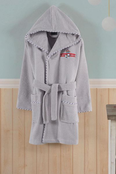 VAROL Bamboo Embroidered Children's Bathrobe - Pilot