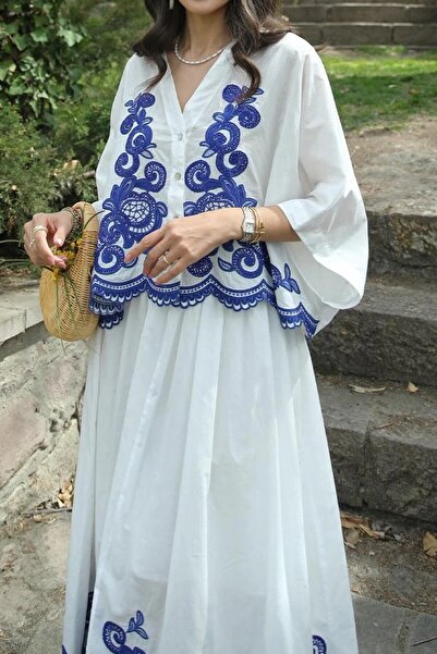 Suziş Women's 100% Cotton Embroidered Shirt Skirt Set 247165