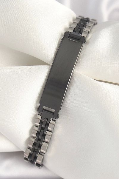 Clariss 316L Steel Silver Black Color Chain Imprint Model Men's Bracelet