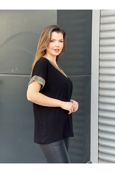 citycenterfashion Women's Plus Size V-Neck Blouse - Mesh Sim (Cty-Xyn-7643) Intermediate Size M-L-Xl-Xxl