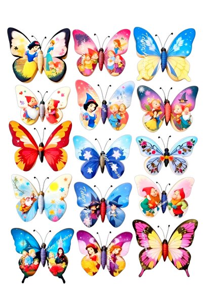 telaşe memuru زينة كعكة عيد ميلاد سنو وايت - زينة كعكة الفراشة الورقية الصالح...