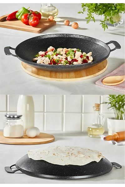 FMS Casting Bio Granite Glass Covered Hair Roasting Pan 34 cm Black