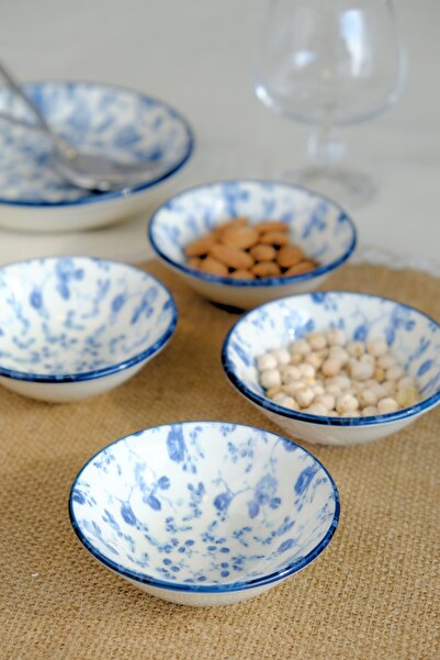 tabakevi Plate House Porcelain Blue Heaven Mini Bowl 90Cc 4 Pieces 10X10X3Cm
