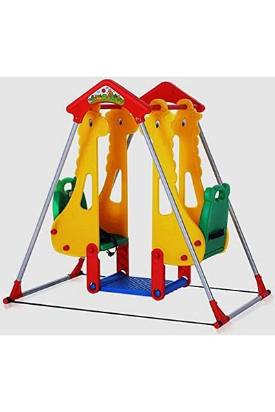 Smart Baby - Kids Swing Set with Double Seat, Safety Straps, Footrest, and Holder, Multicolor