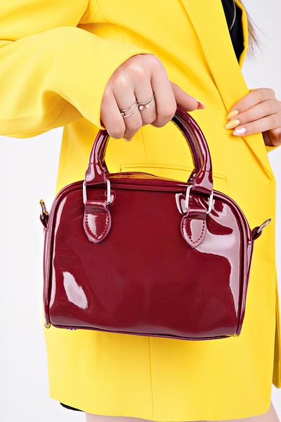 pasyone Red Patent Leather Mini Women's Bag with Hand and Shoulder Strap