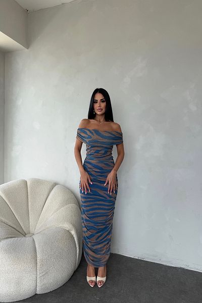 kamacibutik Rochie de vară cu guler Madonna cu imprimeu zebră