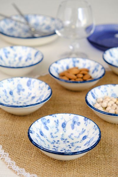 tabakevi Plate House Porcelain Blue Heaven Mini Bowl 90Cc 6 Pieces 10X10X3Cm