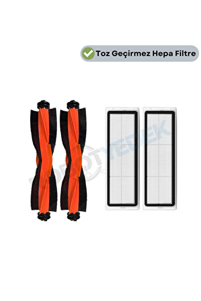 robotyedek Xiaomi X10 - Compatible Black Main Brush and Hepa Filter 4 Pieces ...