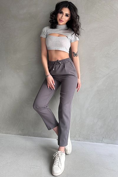 Rabi Shine High Waist Women's Pants with Elastic Belt