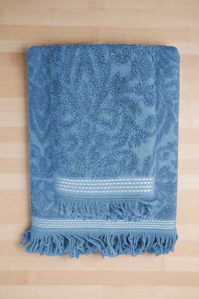 Mira Home طقم مناشف حمام جاكار قطعتين 100% قطن 90x150 سم أردن أزرق