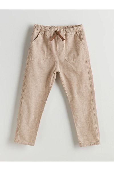 LC Waikiki Lcw Kids Brown Elastic Waist Boys Linen Look Trousers