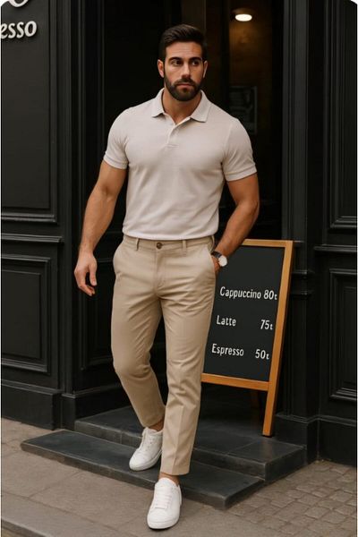COTTONLAB Men's Straight Cut Ankle Length Fabric Trousers