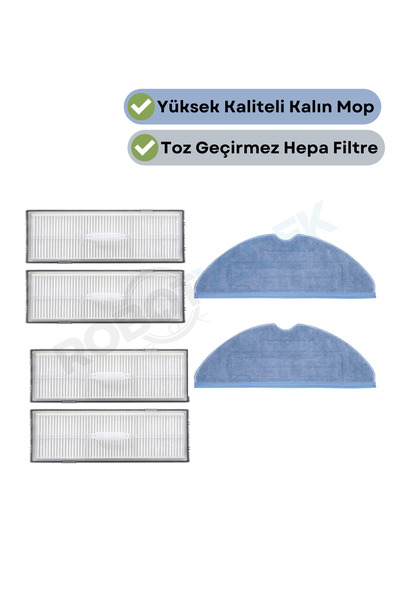 robotyedek Roborock S8 Pro Ultra - فلتر Hepa بديل وممسحة - متوافق مع 6 قطع