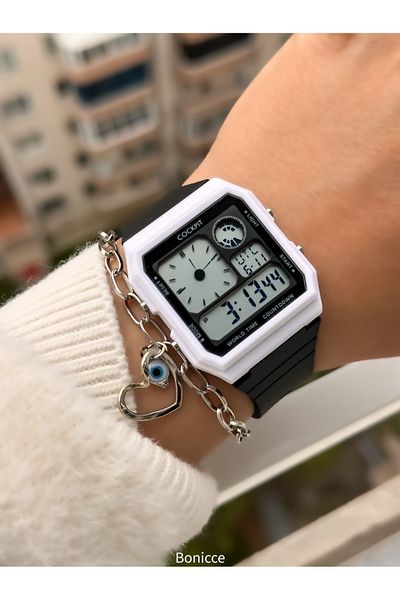 Cockpit Brand: Suitable for Marine Use, Illuminated, Stopwatch, Digital/Analog Women's Wristwatch + Bracelet