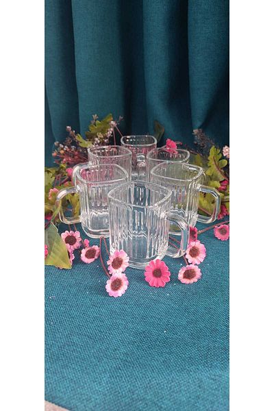 ORTAKÖY CENNETİ 6 Ad Koşulucam Mug Cup Stripes Modern 150 Cc 8 cm 6X6 Enlemler New Product