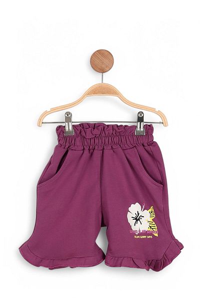 Ege Bebek Girl's Summer Outfit Set with Top Tie Detail, Short Suit for Ages 2-10