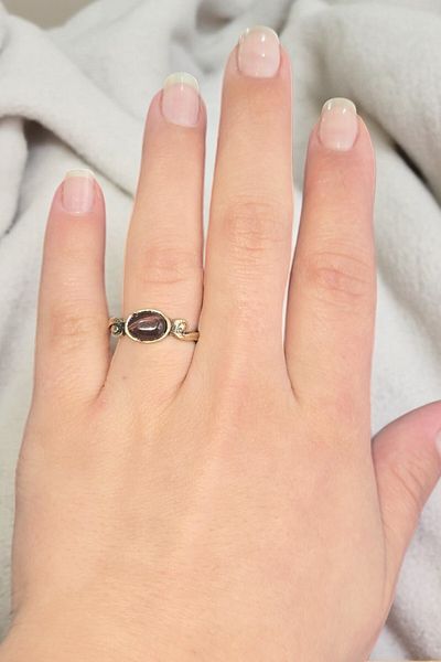 NBS Beautiful Naturel Stones خاتم أحمر كلاريت قابل للتعديل - نحاس نقي للنساء (هدية، عيد ميلاد، يومي)