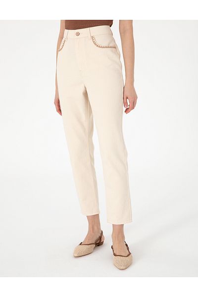 Pierre Cardin Ecru Mom High Waist Fit Jean Trousers 50301840 -Vr019