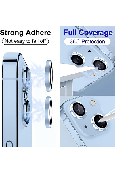 Fibaks İphone 14 / 14 Plus Ve 15 / 15 Plus Kamera Koruma Renkli Lens Koruyucu Temperli Cam Koruma