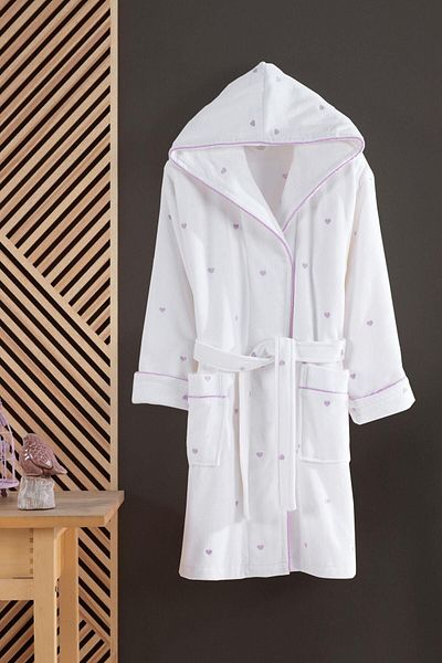 VAROL Heart Embroidered 100% Cotton Love Series Bathrobe