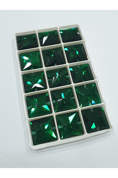 CRYSTALSHOP Кришталевий камінь - 22*22 мм квадратний зелений (24 шт.)