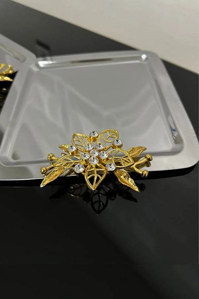 Yaren Style 6-Piece Luxury Stone Daisy Flower Accessory Stainless Presentation Tray |   Decorative Dowry, Coffee, Tea, Tray