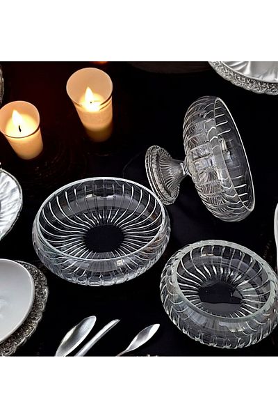 AYZ HOME Cut Crystal Glass Bowl Set - Tableware Presentation / Dowry Bowl Set