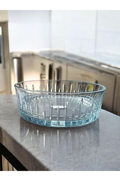 AYZ HOME Cut Crystal Glass Presentation Bowl -Salad Bowl -Tableware Presentation 25X25Cm