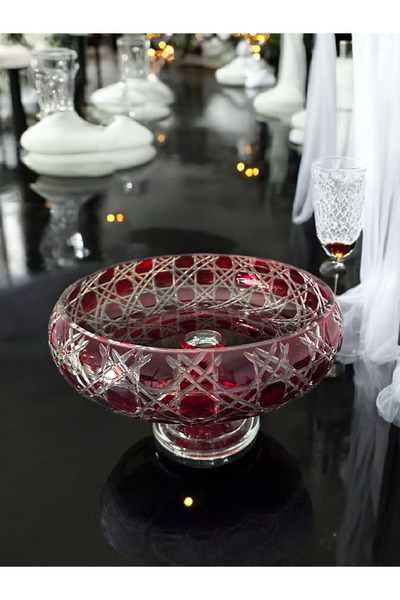 AYZ HOME Colorful Cut Crystal Footed Fruit Bowl - Presentation Bowl 28*28cm