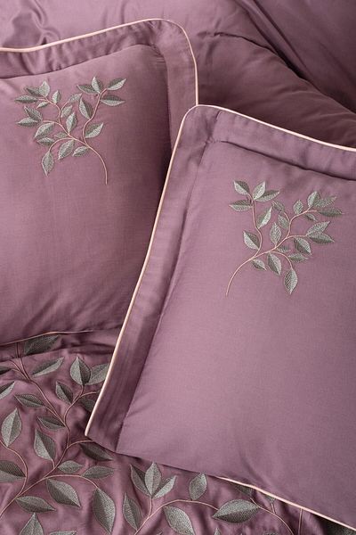 VAROL Embroidered Cotton Satin Double Duvet Cover Set