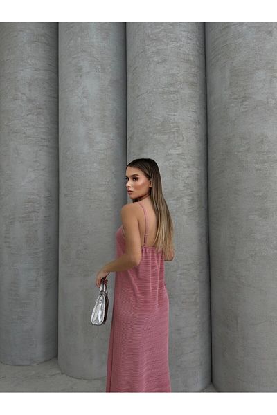 femmefinesse Women Pink Pleated Long Dress
