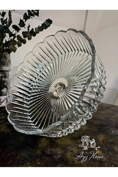 AYZ HOME Cut Crystal Round Standing Serving Bowl - Salad Bowl / 25cm