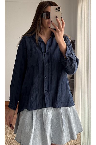 Daves Cămașă casual de bază de calitate de lux - bleumarin