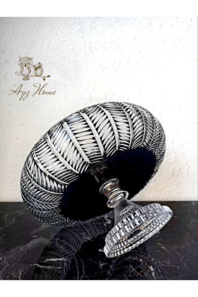 AYZ HOME Cut Crystal Round Feet Cut Crystal Serving Bowl - Black Salad Bowl / 28cm