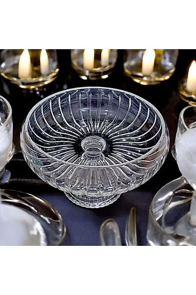 AYZ HOME Cut Crystal Round Standing Presentation Bowl 22 Cm Salad Presentation Bowl