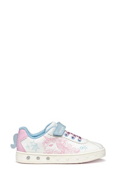 Geox White Skylin Motif Girls Sneakers J558Wa0Bckcc0406