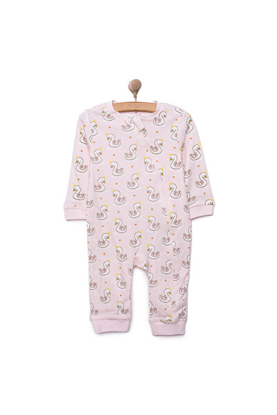 ebebek Hello Baby HelloBaby Kız Kuğu Desenli Fermuarlı Patiksiz Tulum