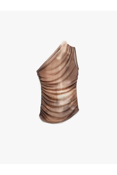 Koton New Season Slim Fit Μπλούζα - Tie Dye Pattern One Shoulder Koton X Sima Tarkan