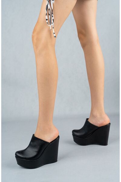 owwox club Carla; Papuci de damă, negri, cu toc cu pană de 12 cm (VĂ RUGĂM SA...