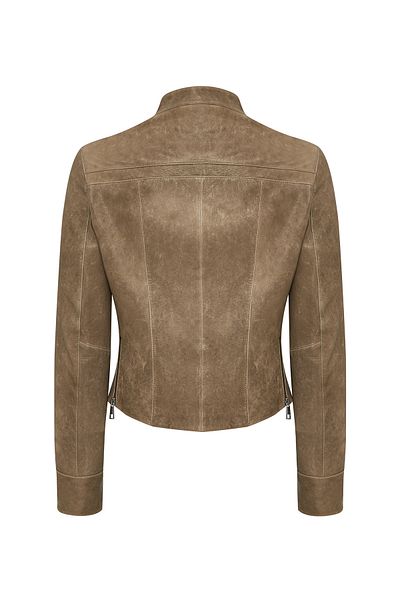 Derimod Brazil Women's Mink Short Leather Jacket 25Sgd5303Vd