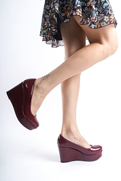 owwox club Burgundy Romano 9 cm Wedge Heeled Shoes - Narrow Fit Product Description
