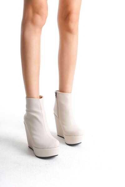 owwox club Eve ; Ten Cilt , 12 Cm Dolgu Topuklu Kadın Bot